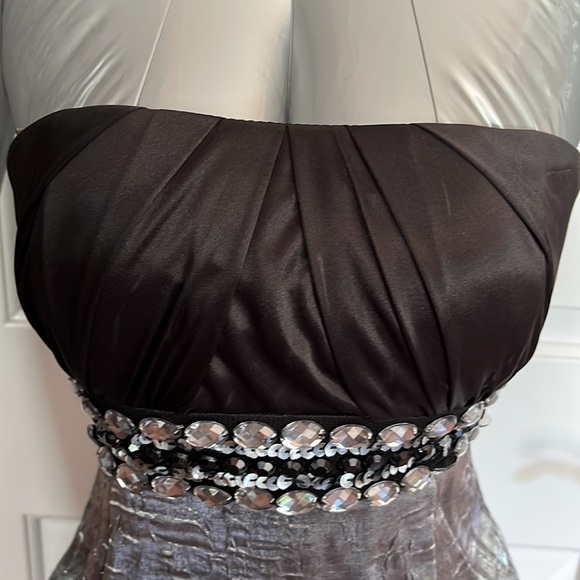 My Michelle black gray party dress strapless Sz 1 prom wedding sweet 16 mitzvah - Picture 3 of 13
